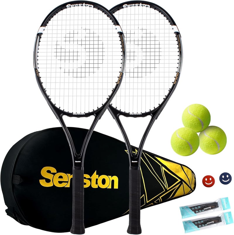 Senston Tennis Rackets for Adults 27 inch Tennis Racquets - 2 Player Tennis Racket Set with 3balls,2 Grips, 2 Vibration Dampers - Image 1